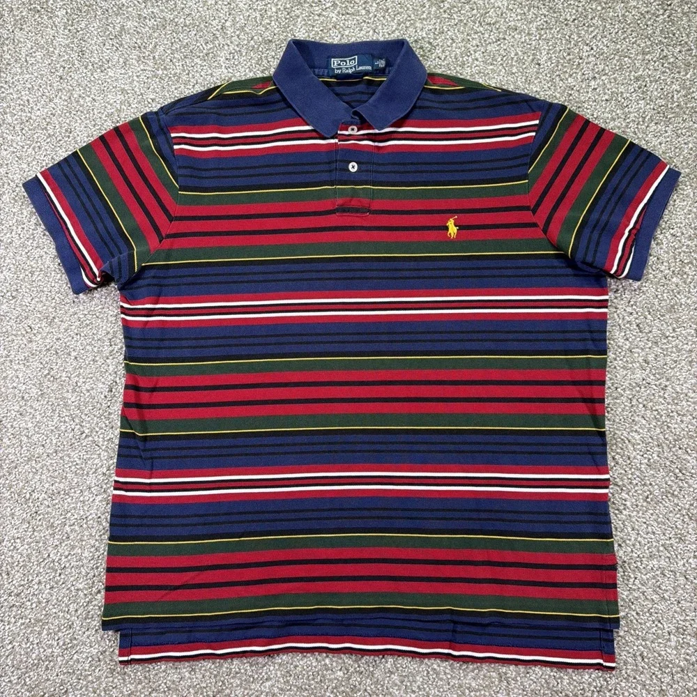 Vintage Polo Ralph Lauren Striped Polo Large Kanye West Style Multi Striped